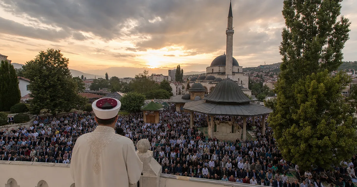 Gazi Husrev-beg Camii'nde Bayram Namazı: Havadan Görüntülerle Coşku