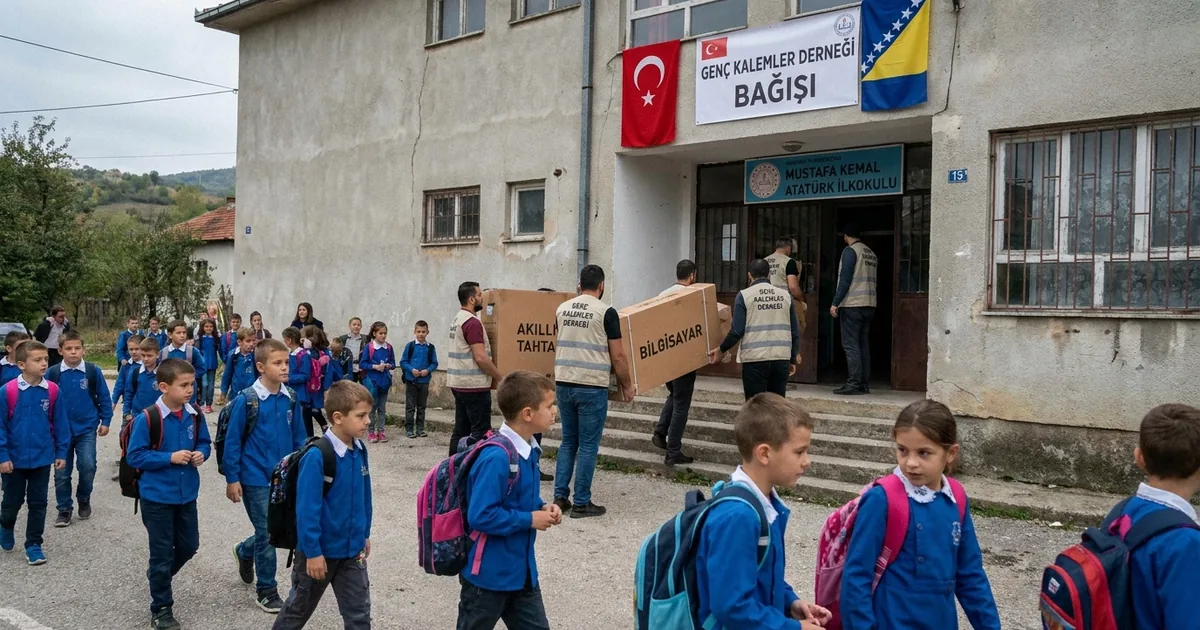 Aşağı Banisa'daki okula 1 akıllı tahta ve 4 bilgisayar bağışlandı