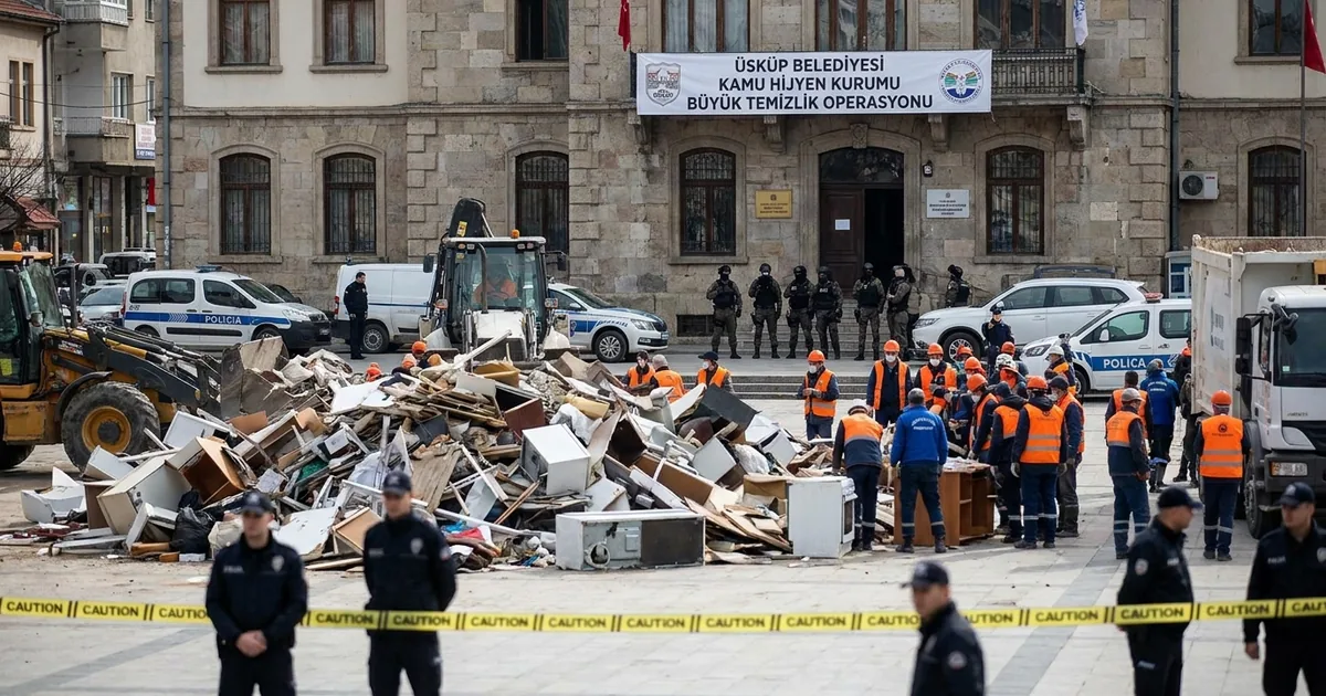Temizlik çalışmaları sürüyor: Üsküp'te büyük operasyon