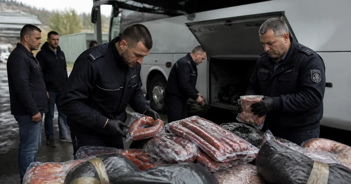 Stuttgart'ta Kosova Otobüsünde Büyük Sucuk Baskını: 250 Kg