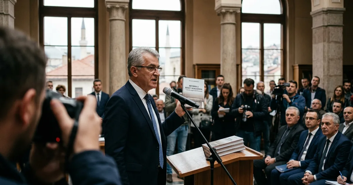 Šemsudin Mehmedović yeni kitabını Saraybosna'da tanıtıyor