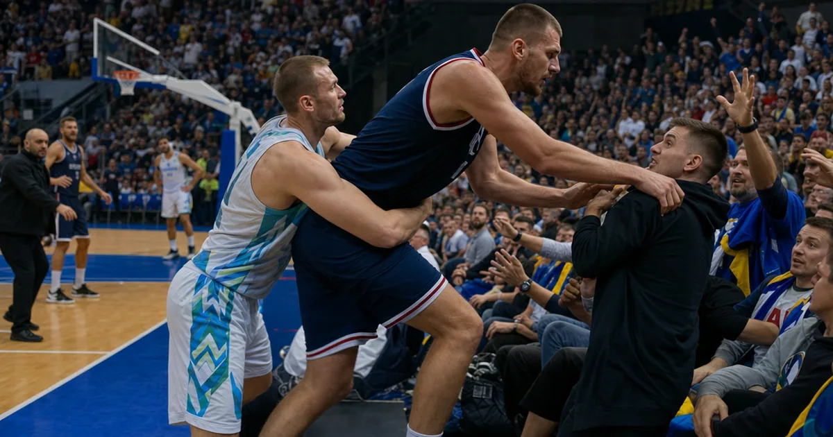 Slovenya basketbol maçında arbede! Marjanović'i Dončić durdurdu