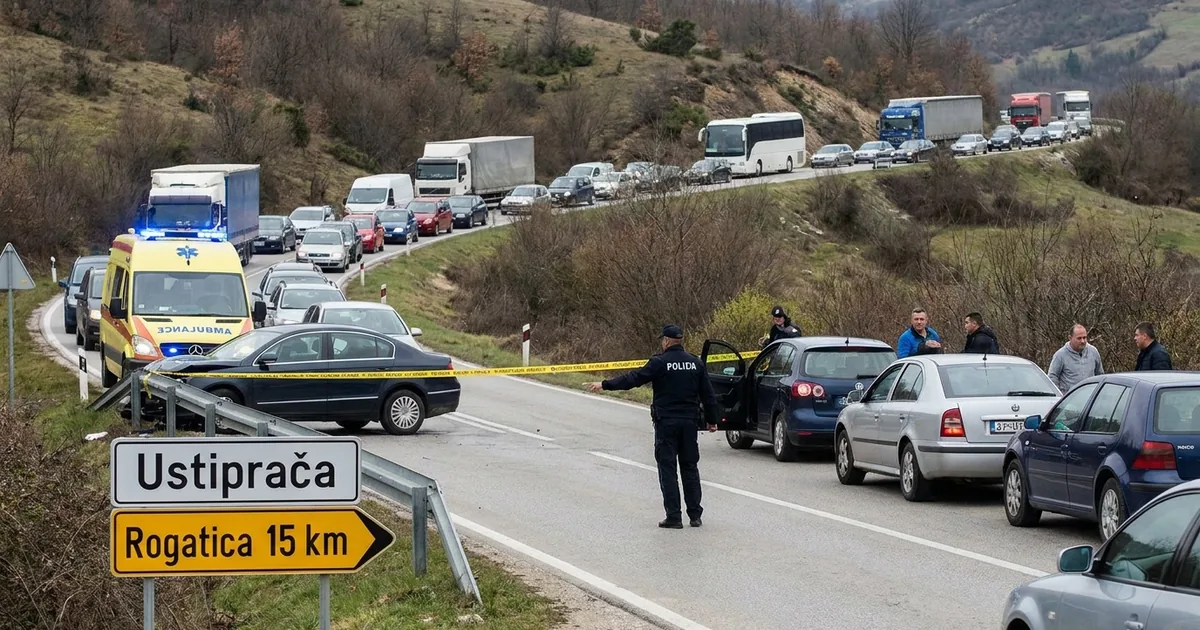 Ustiprača Mevkiinde Meydana Gelen Kaza Ulaşımı Durdurdu