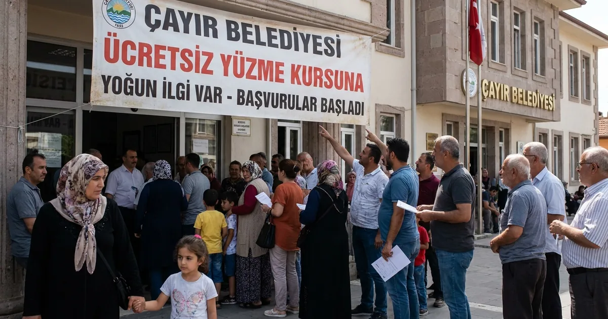 Çayır Belediyesi ücretsiz yüzme kursuna yoğun ilgi var