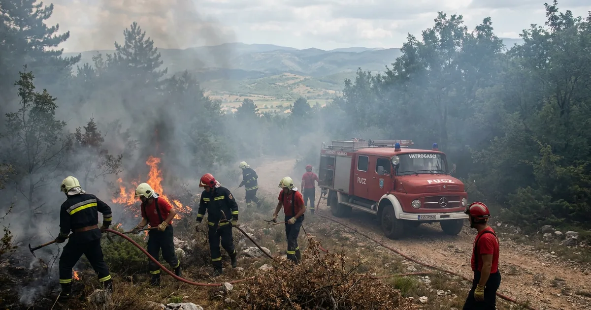 Jablanica'daki Pisvir Bölgesinde Orman Yangını Sürüyor
