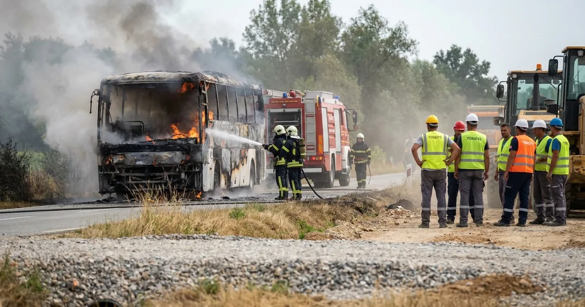 Bjelovar yakınlarında otobüs alev alev yandı: 1 yaralı