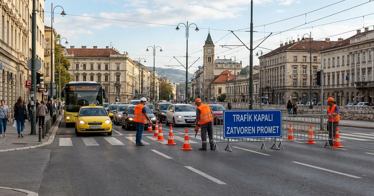 Saraybosna'da Maršala Tita Caddesi'nde Trafik Kapanması