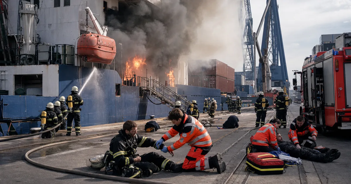 Hamburg Limanı'nda Yük Gemisi Yangını: 8 Ağır Yaralı